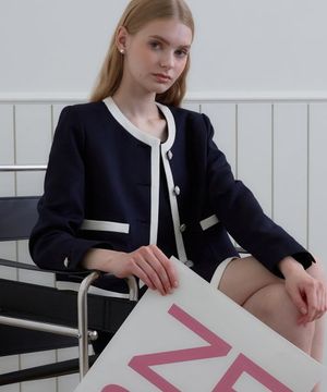 제니 라운드 넥 자켓 / 네이비