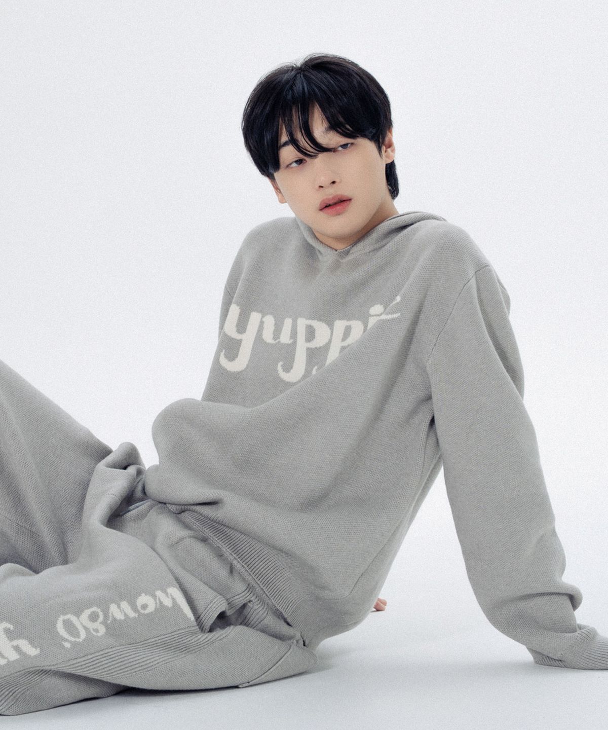 마욜(MAYOL) 남성 yuppie 니트 후드 풀오버_멜란지 그레이