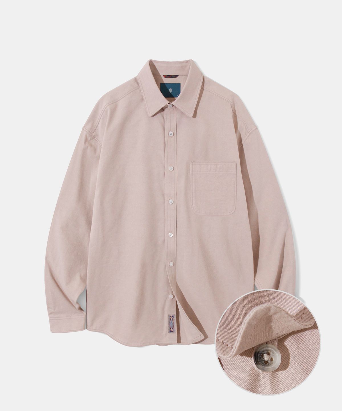 다이아몬드 레이라(DIAMOND LAYLA) Double Stitch Button-Down Semi Oversized Fit Shirt S129 - Dusty Pink