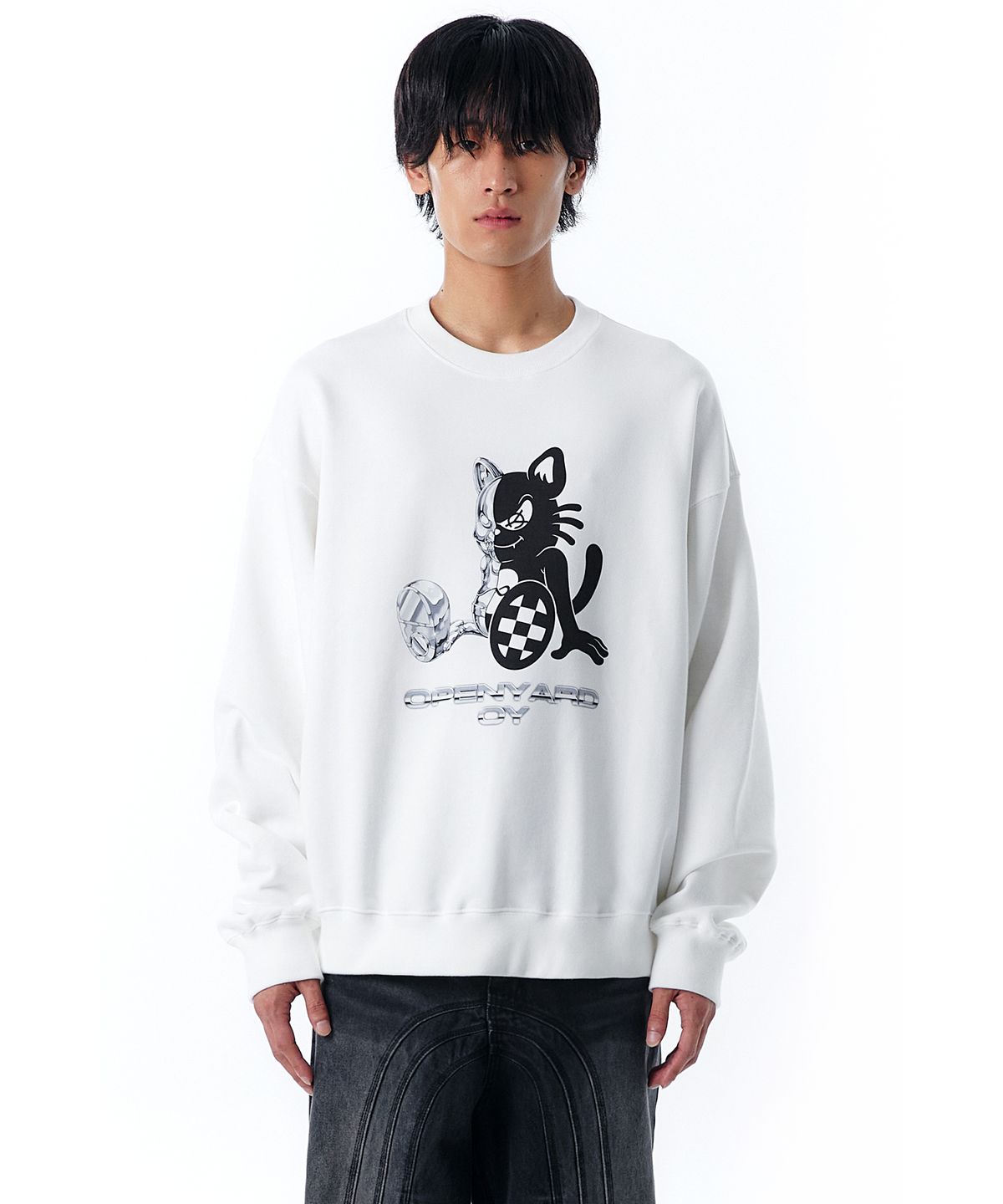 오픈야드(오와이)(OPENYARD(OY)) MACHINE BLACK CAT MTM-WHITE