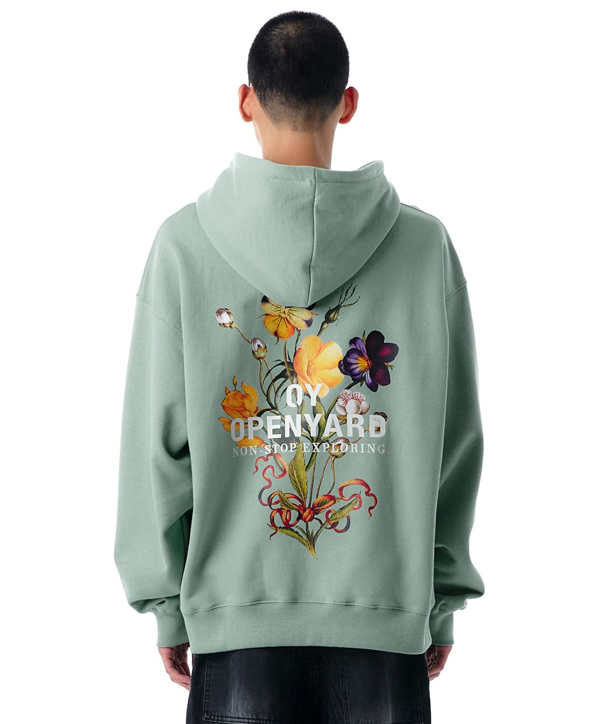 오픈야드(오와이)(OPENYARD(OY)) VINTAGE FLOWER LOGO HOODIE-MINT