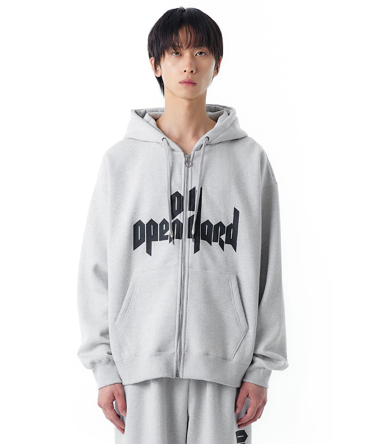 오픈야드(오와이)(OPENYARD(OY)) OPYD LOGO HOODIE ZIP UP-GREY