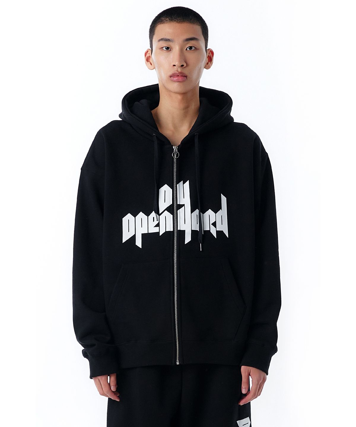 오픈야드(오와이)(OPENYARD(OY)) OPYD LOGO HOODIE ZIP UP-BLACK