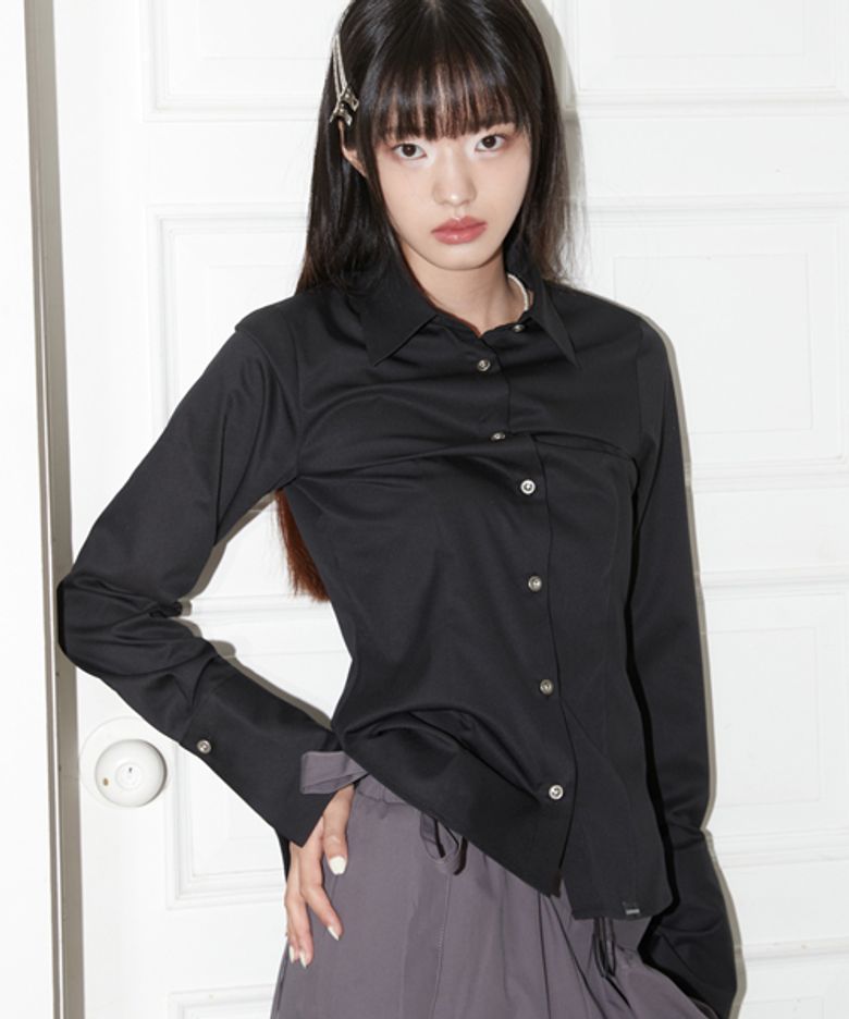 SLIM LINE CUFFS SHIRTS (BLACK)