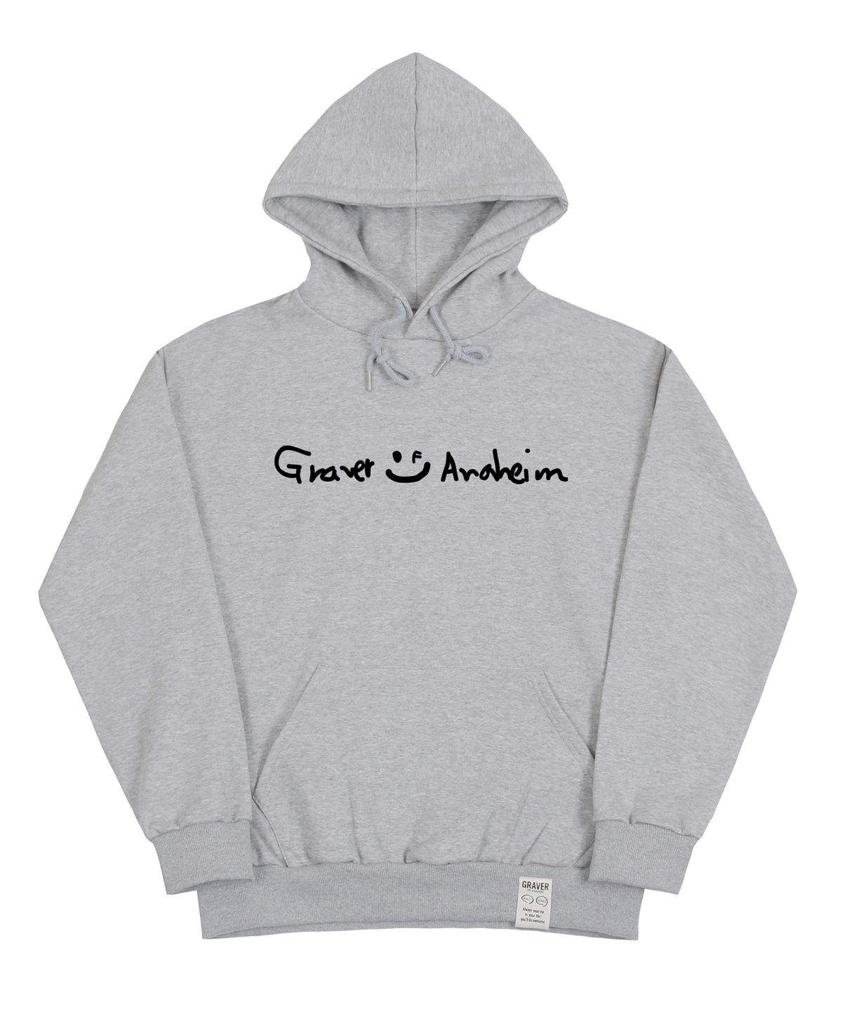그레이버(GRAVER) [UNISEX]드로잉 로고 드로잉스마일 후드티_그레이