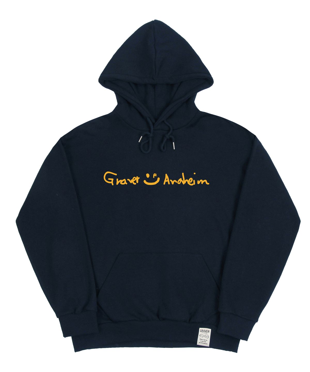 그레이버(GRAVER) [UNISEX]드로잉 로고 드로잉스마일 후드티_네이비