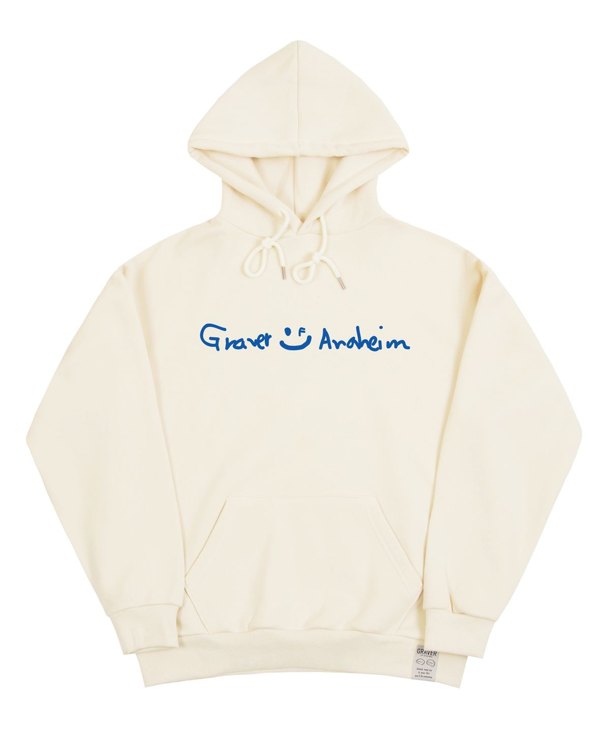 그레이버(GRAVER) [UNISEX]드로잉 로고 드로잉스마일 후드티_크림