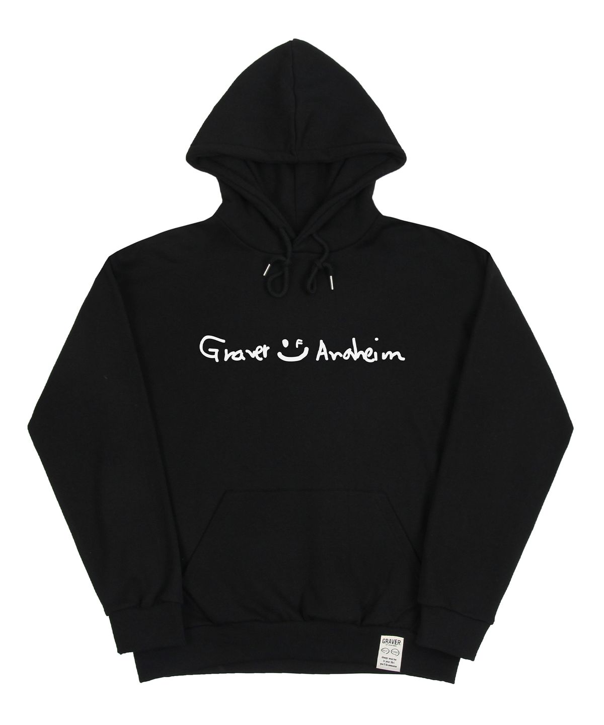 그레이버(GRAVER) [UNISEX]드로잉 로고 드로잉스마일 후드티_블랙