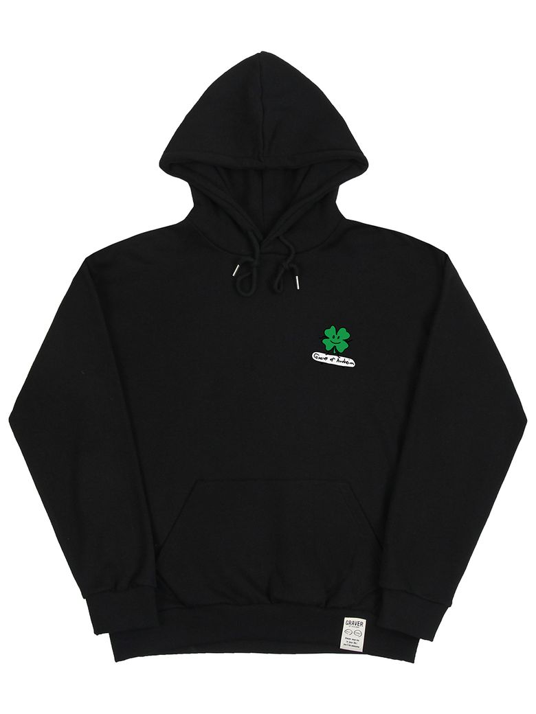 [UNISEX]클로버 보드 후드티_블랙