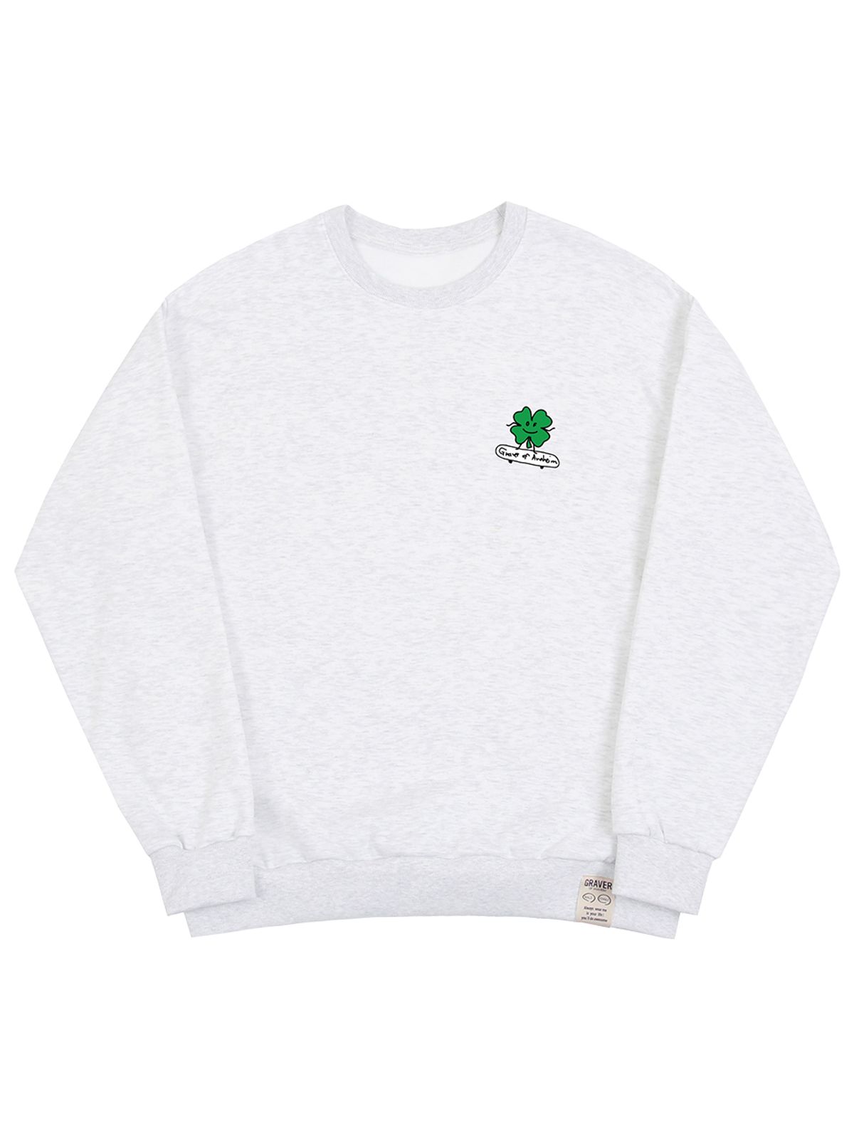 그레이버(GRAVER) [UNISEX]클로버 보드 맨투맨_멜란지화이트