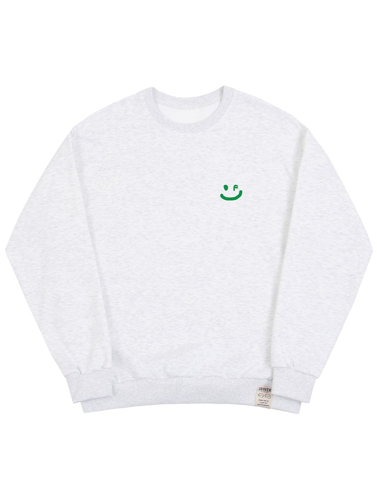 그레이버(GRAVER) [UNISEX]스몰 드로잉스마일 맨투맨_멜란지화이트