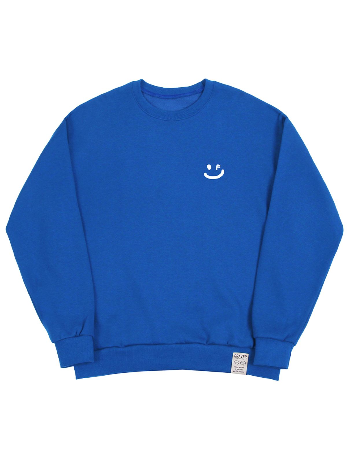 그레이버(GRAVER) [UNISEX]스몰 드로잉스마일 맨투맨_코발트블루
