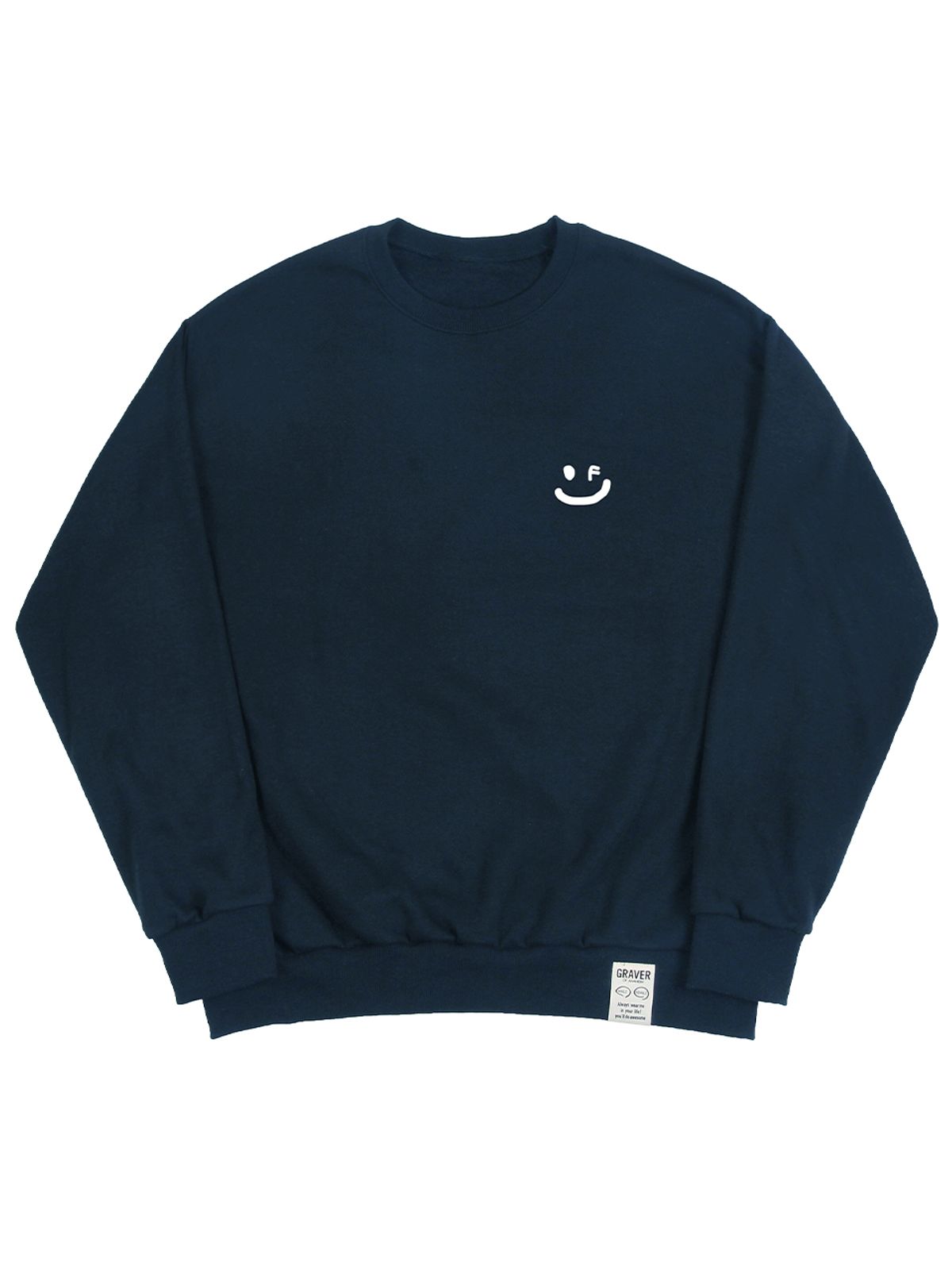 그레이버(GRAVER) [UNISEX]스몰 드로잉스마일 맨투맨_네이비