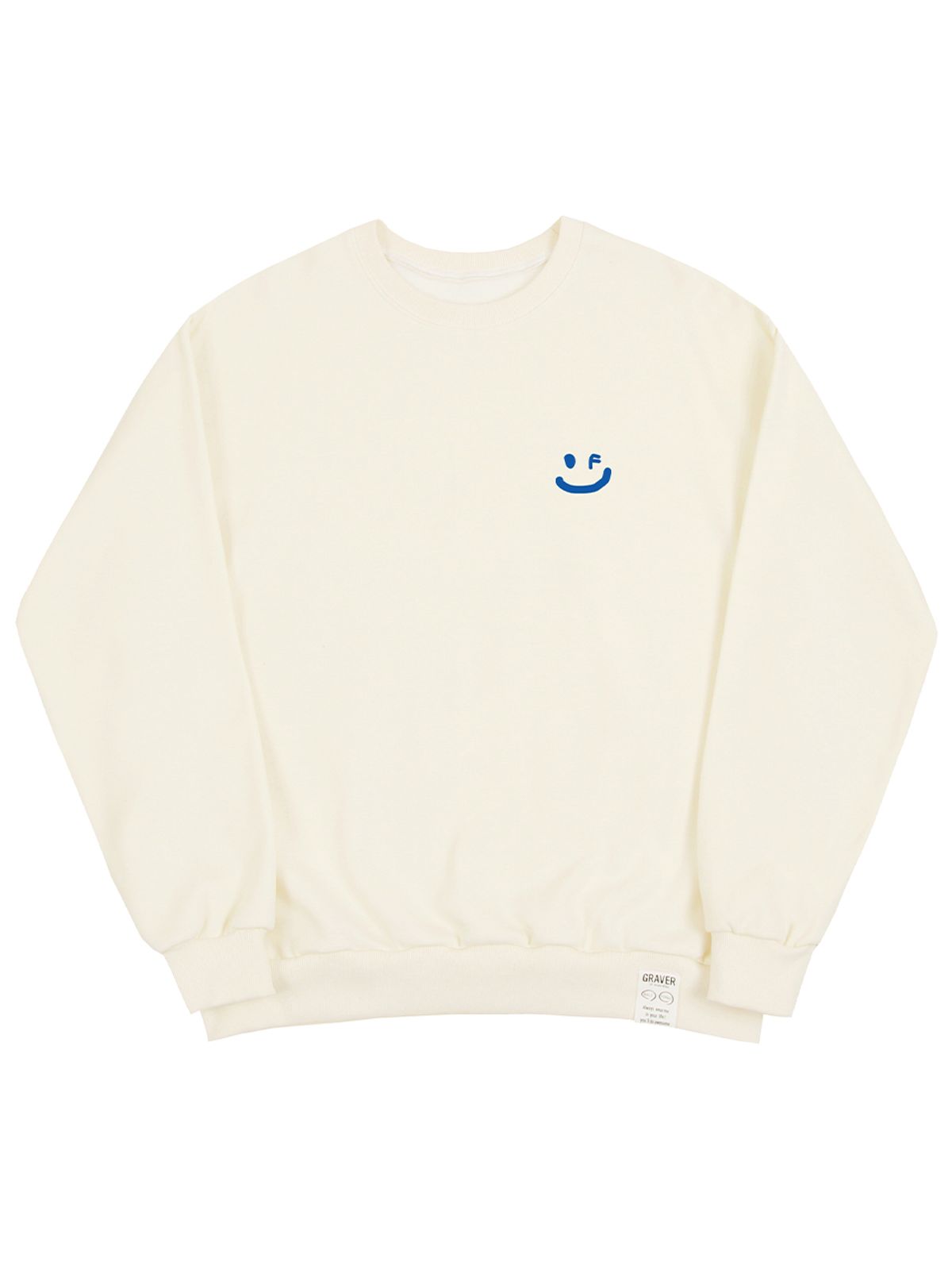 그레이버(GRAVER) [UNISEX]스몰 드로잉스마일 맨투맨_크림