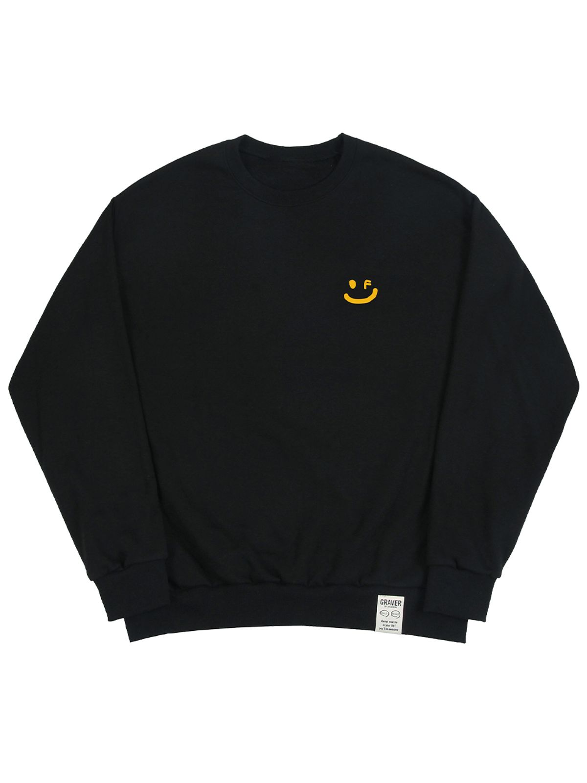 그레이버(GRAVER) [UNISEX]스몰 드로잉스마일 맨투맨_블랙