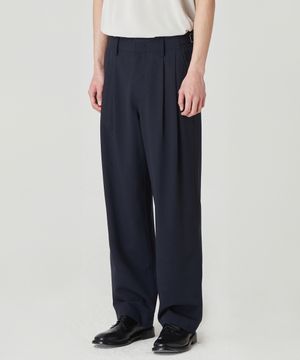 2플리츠 사이드 어드저스터 팬츠 DARK NAVY