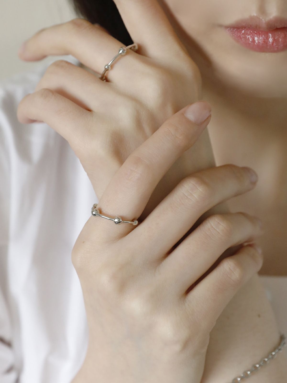 소수(SOSOO) Silver Ball Ring 2Set 실버 볼 반지 2세트