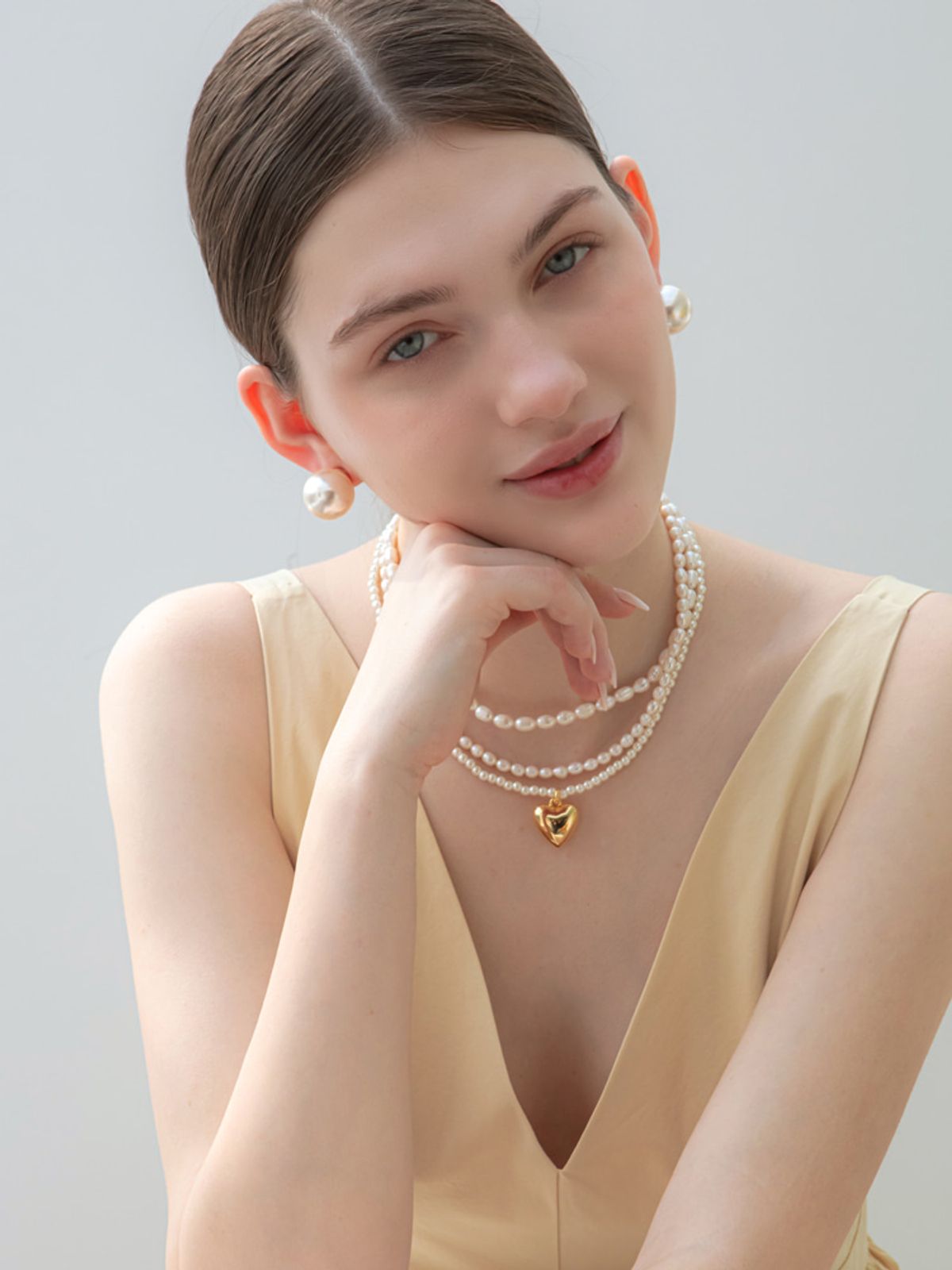 소수(SOSOO) Bell Pearl Heart Necklace 벨 천연 진주 하트 목걸이