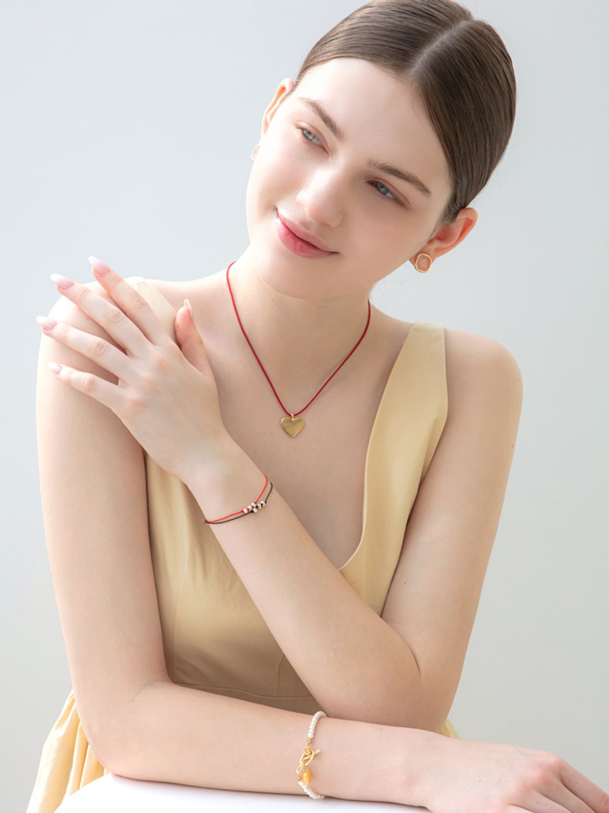소수(SOSOO) Heart Drop Silk Necklace 하트 드롭 실크 목걸이