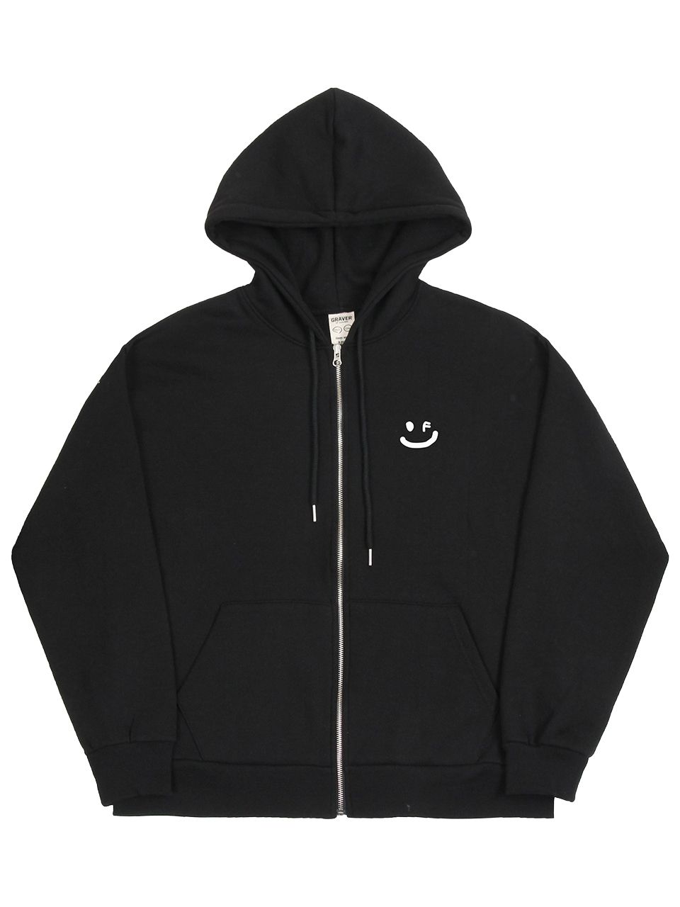 MUSINSA | GRAVER [UNISEX] Small drawing smile hooded zip