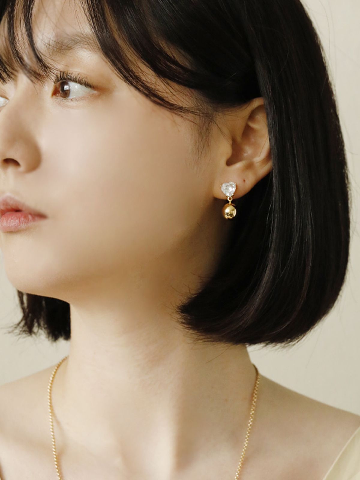 소수(SOSOO) Heart cubic drop earring 하트 큐빅 드랍 귀걸이