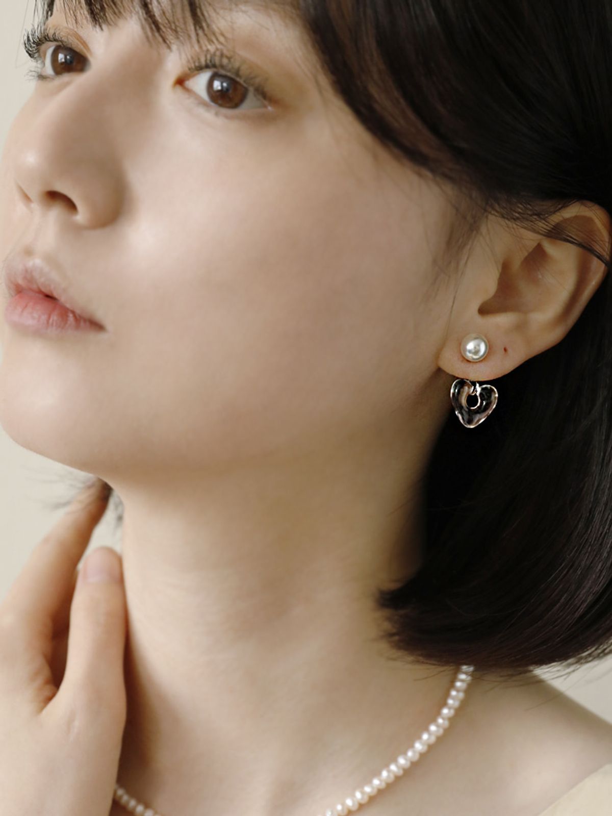 소수(SOSOO) Clear Pearl Heart Earring 클리어 진주 하트 귀걸이