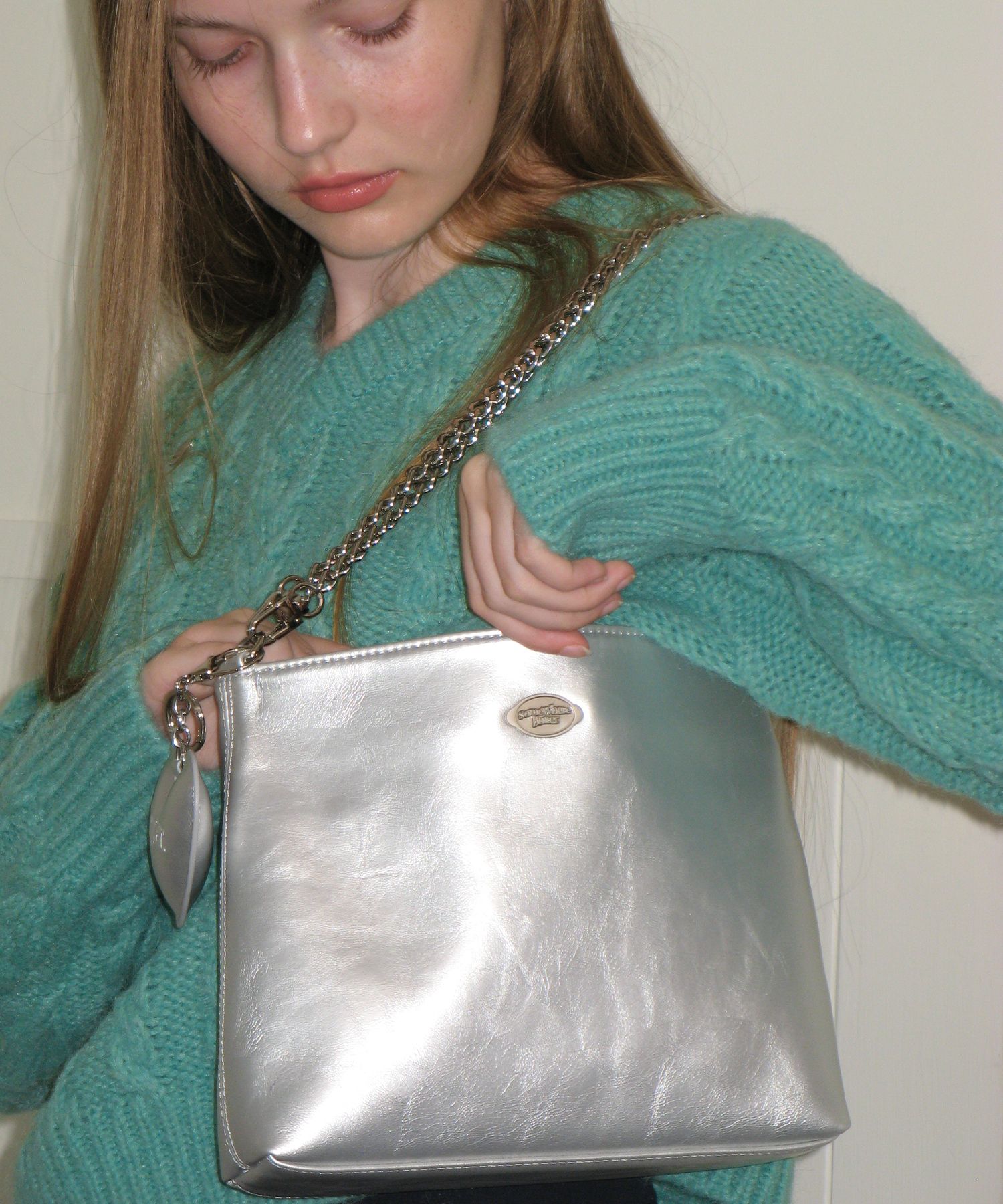 MUSINSA | SOMEWHEREBUTTER fle chain toast bag - silver