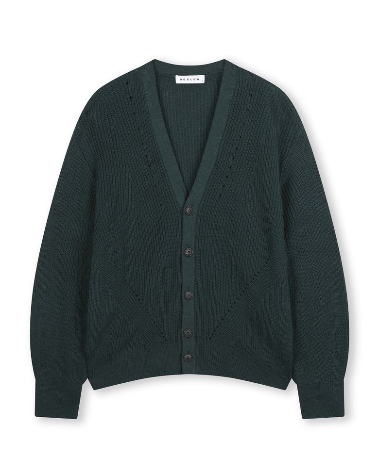 LOW GAUGE BULKY SHORT CARDIGAN GREEN