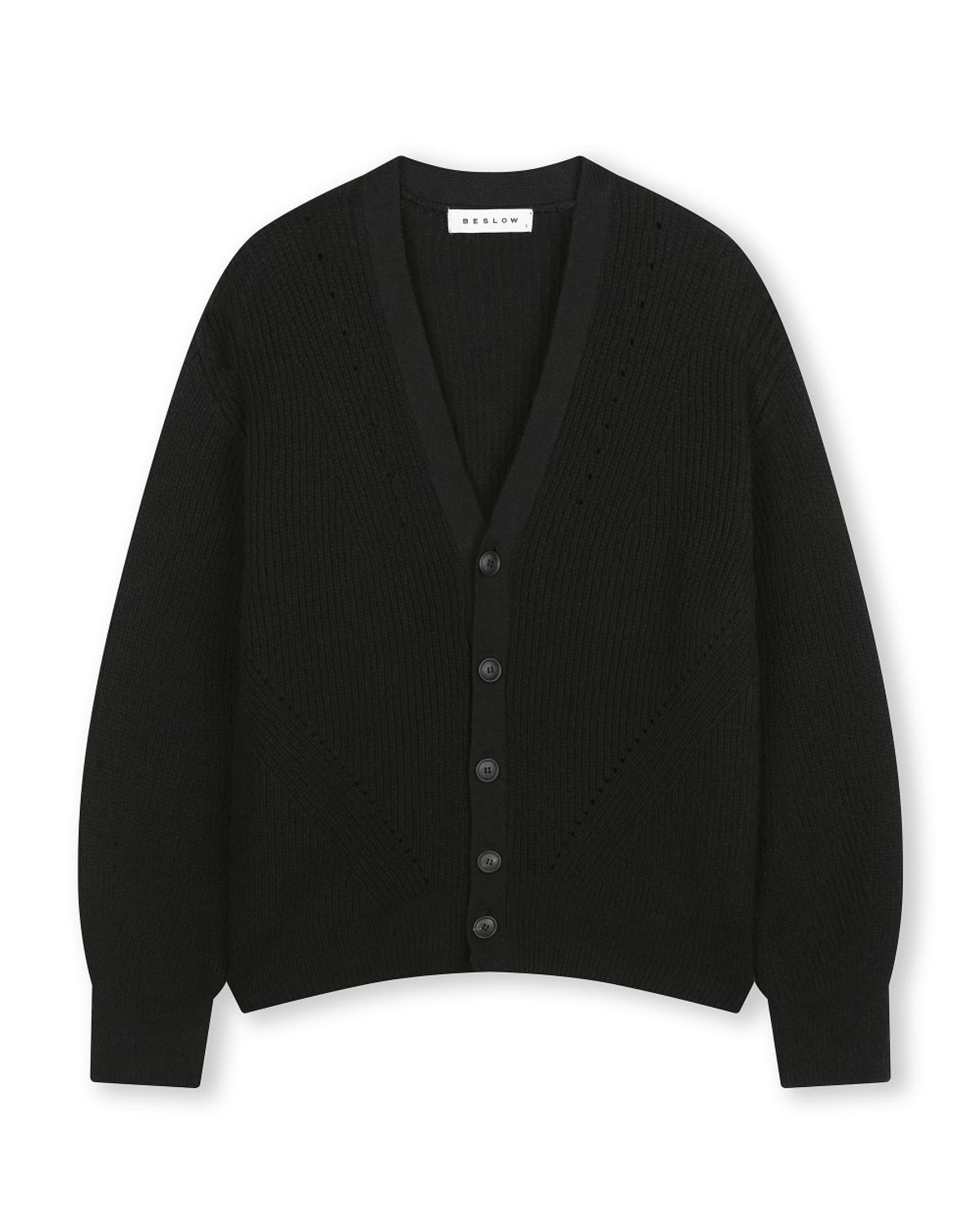 비슬로우(BESLOW) LOW GAUGE BULKY SHORT CARDIGAN BLACK