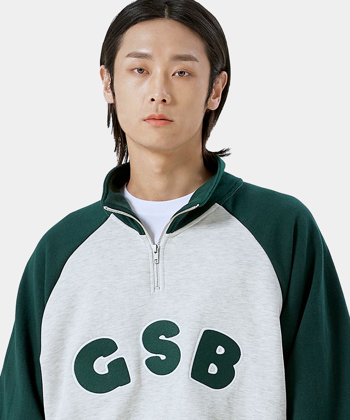 게인스보로(GAINSBORO) GSB로고 래글런 하프집업_오트밀/그린