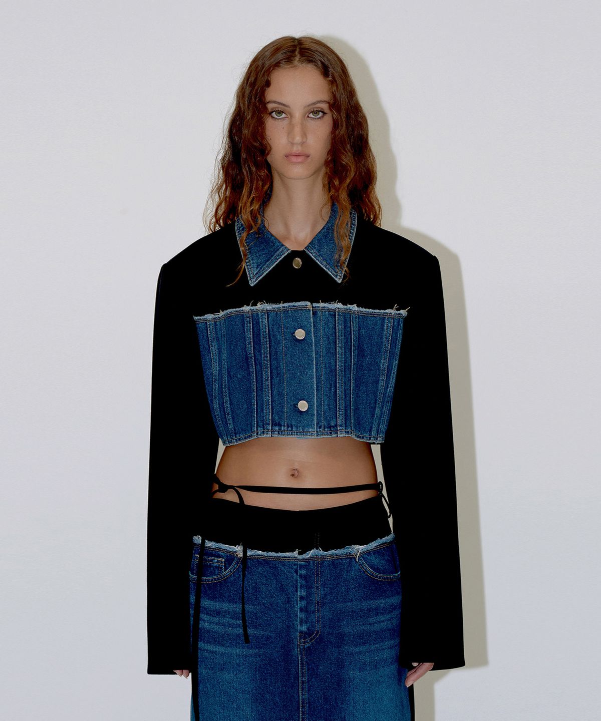 다이애그널(DIAGONAL) DENIM MIXED JACKET (black)