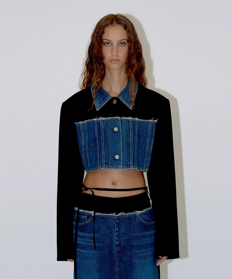 DENIM MIXED JACKET (black)