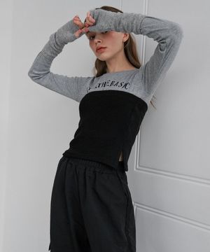 레이어드 니트 튜브 탑 (블랙)