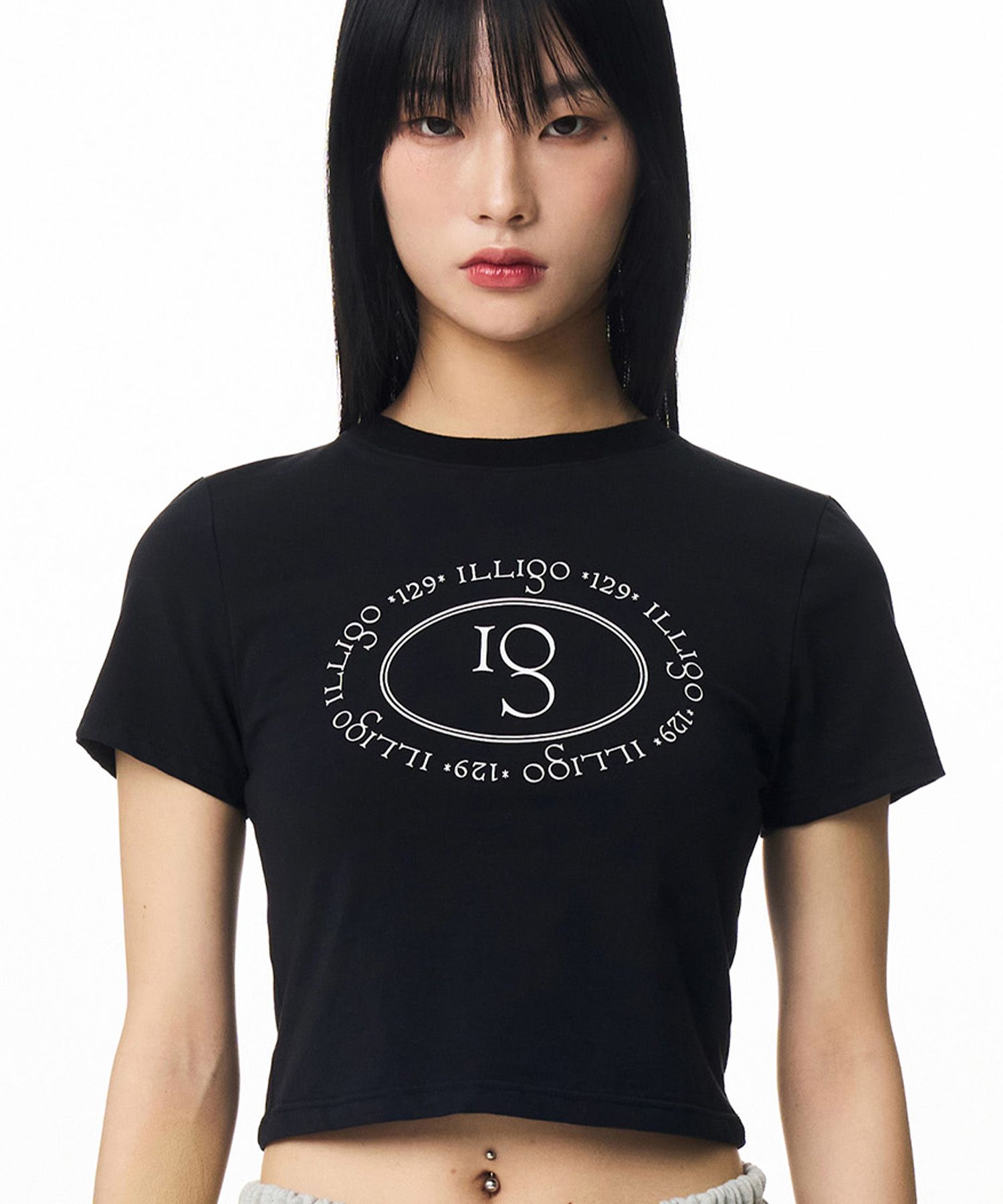 ★ILLIGO★ Signature Crop T-Shirt Black MUSINSA | ILLIGO Signature Cropped T-Shirt Black