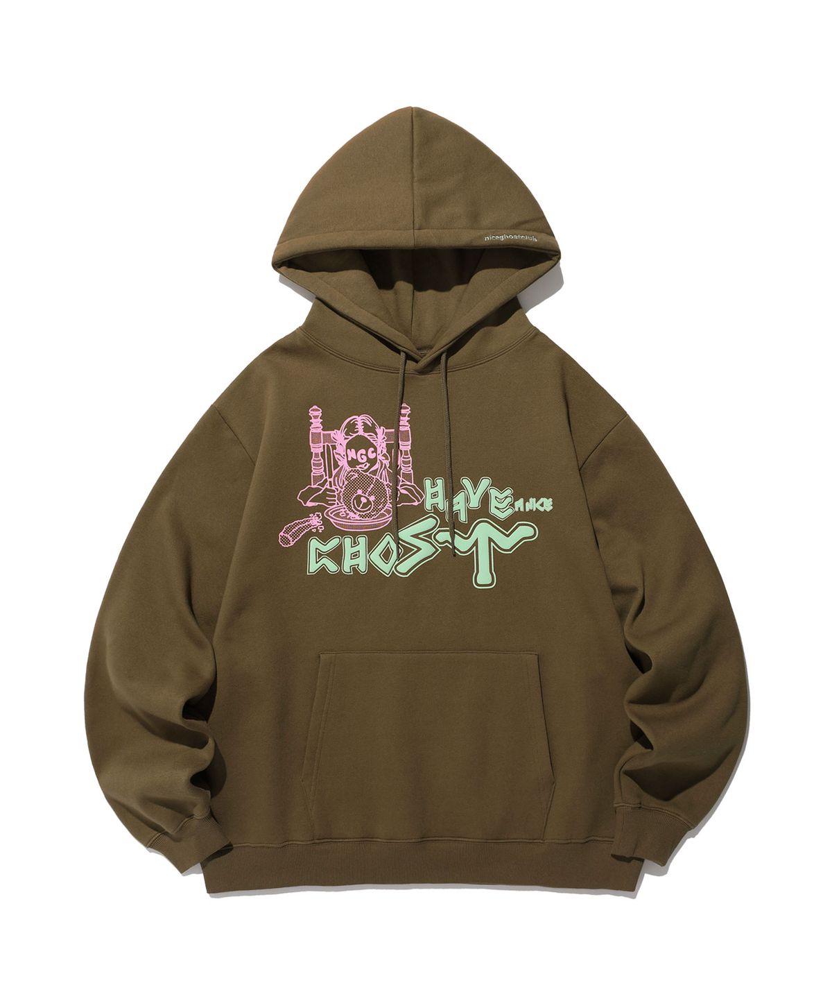 나이스고스트클럽(NICEGHOSTCLUB) HAVE A NICE GHOST HOODIE_KHAKI(NG2DFUM424A)