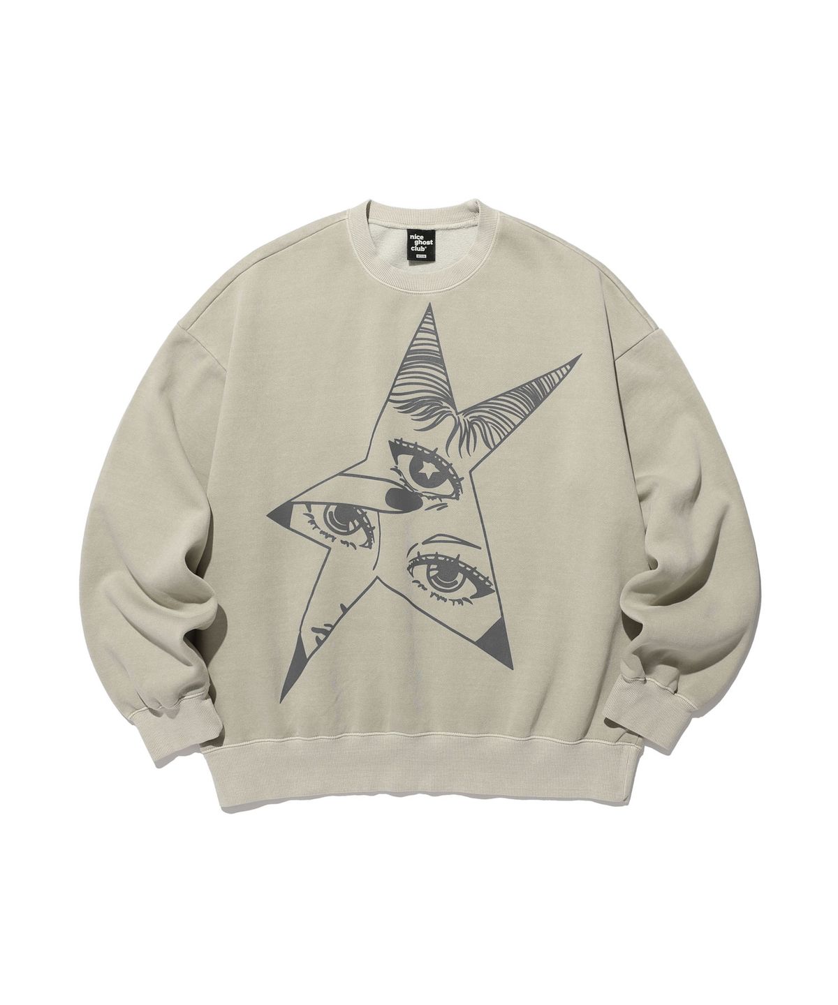 나이스고스트클럽(NICEGHOSTCLUB) STAR EYES PIGMENT SWEATSHIRTS_BEIGE(NG2DFUM442A)