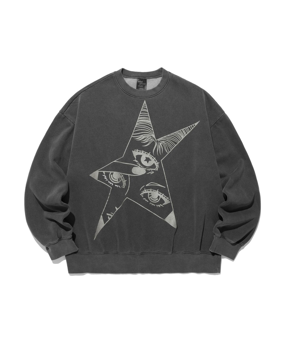 나이스고스트클럽(NICEGHOSTCLUB) STAR EYES PIGMENT SWEATSHIRTS_CHARCOAL(NG2DFUM442A)