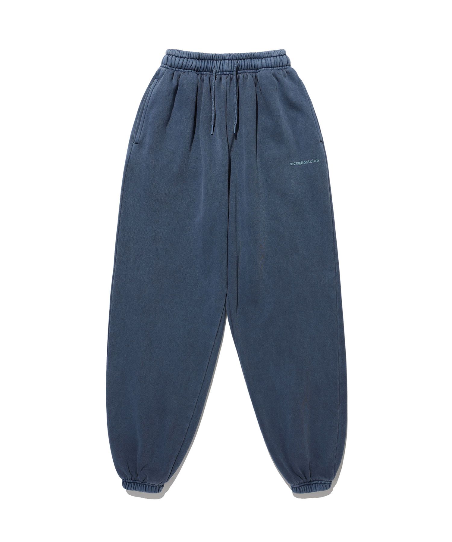MUSINSA | NICE GHOST CLUB LOGO PIGMENT SWEAT PANTS_BLUE