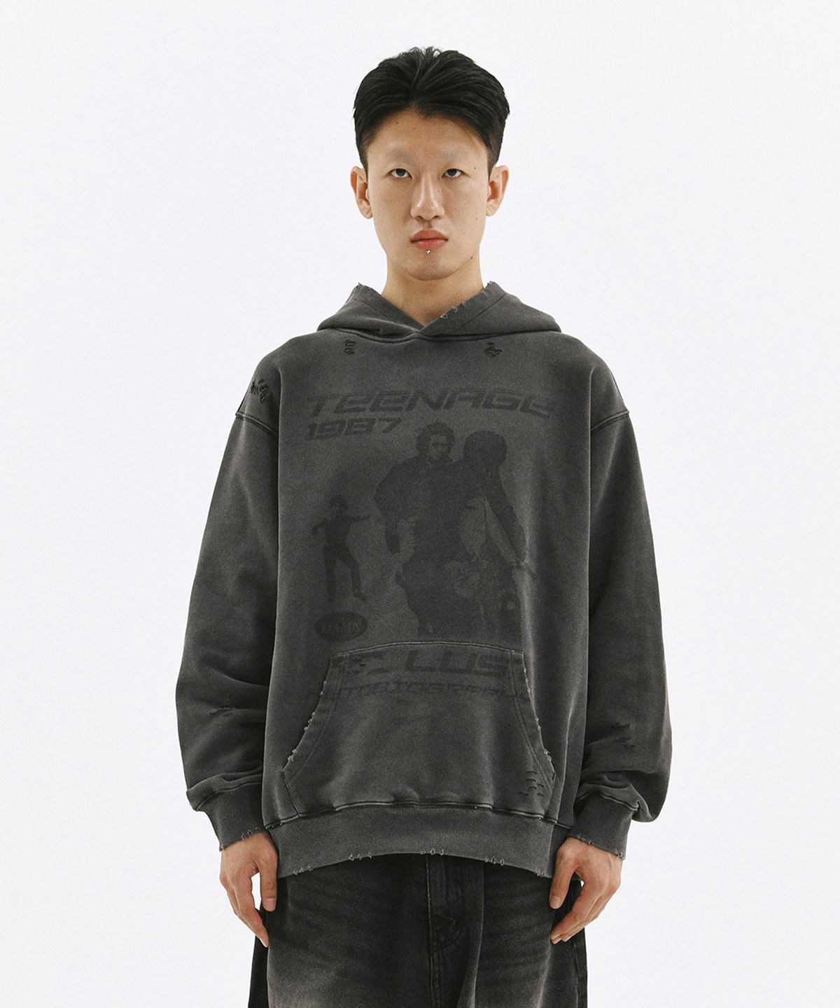 래리클락(LARRY CLARK) TEENAGE LUST DIS HOODIE PG CHARCOAL