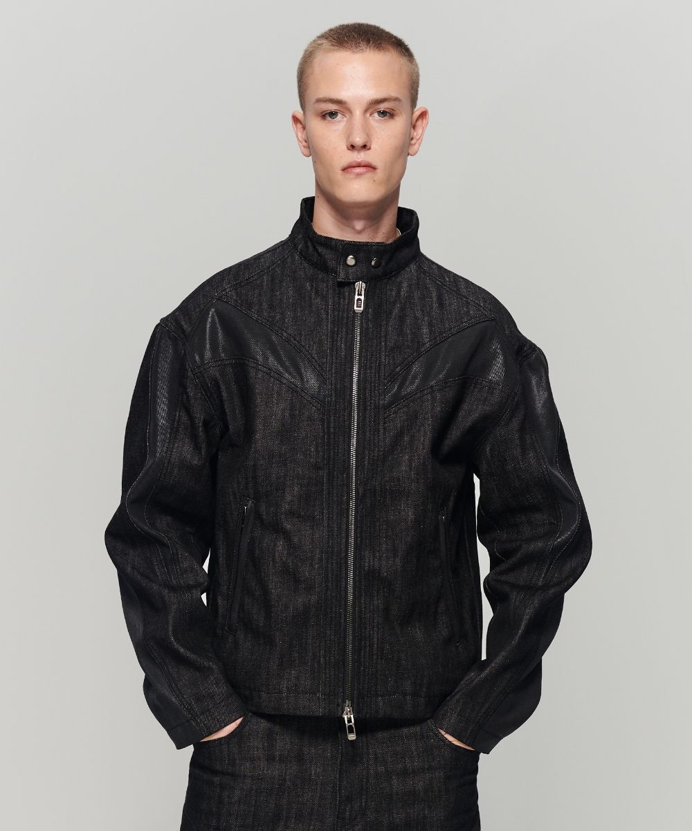 【MAISON MINED】23FW★ SICKLE BIKER DENIM JACKET MUSINSA | MAISON MINED SICKLE BIKER DENIM JACKET BLACK