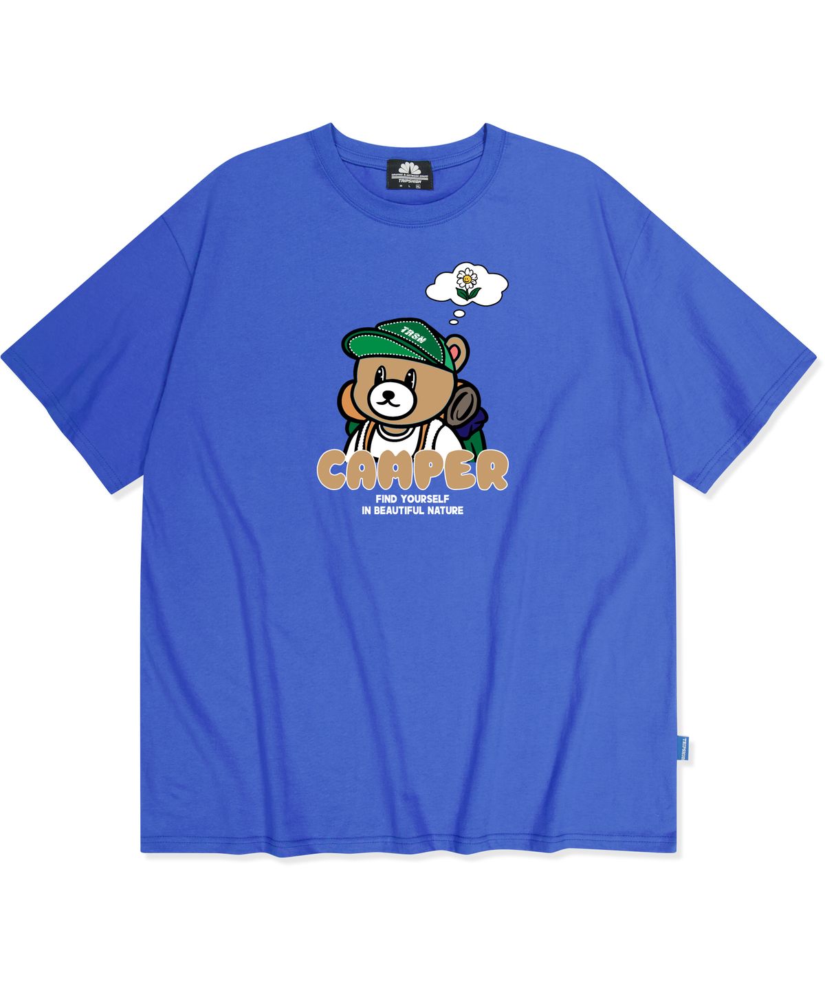 트립션(TRIPSHION) THINKING CAMPER BEAR GRAPHIC 티셔츠 - 블루
