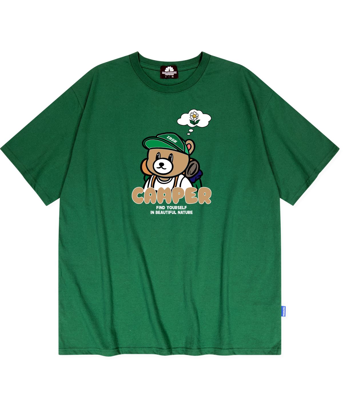 트립션(TRIPSHION) THINKING CAMPER BEAR GRAPHIC 티셔츠 - 그린