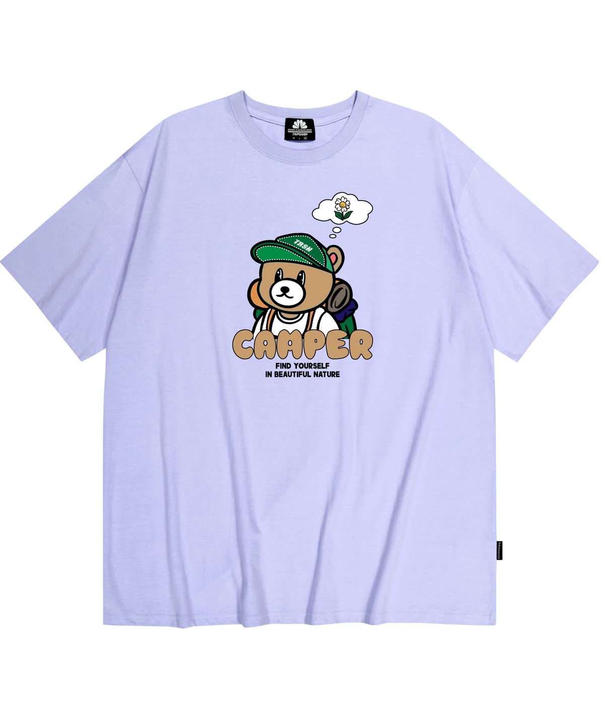 트립션(TRIPSHION) THINKING CAMPER BEAR GRAPHIC 티셔츠 - 퍼플