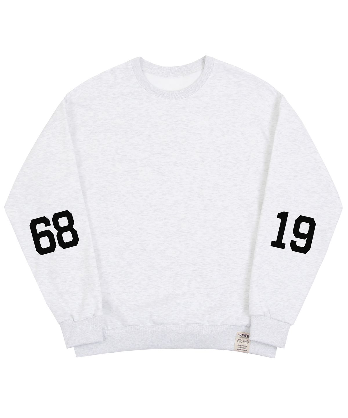 그레이버(GRAVER) [UNISEX]엘보우 1968 로고 맨투맨_멜란지화이트