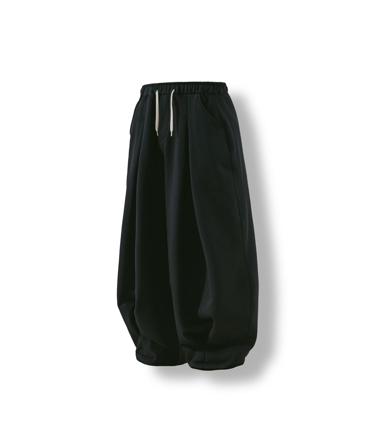 앵글런(ANGLAN) Valley Tuck Sweat Balloon Pants - Black