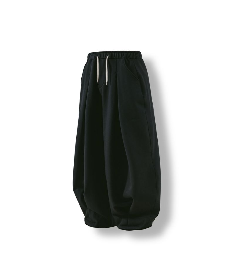 Valley Tuck Sweat Balloon Pants - Black