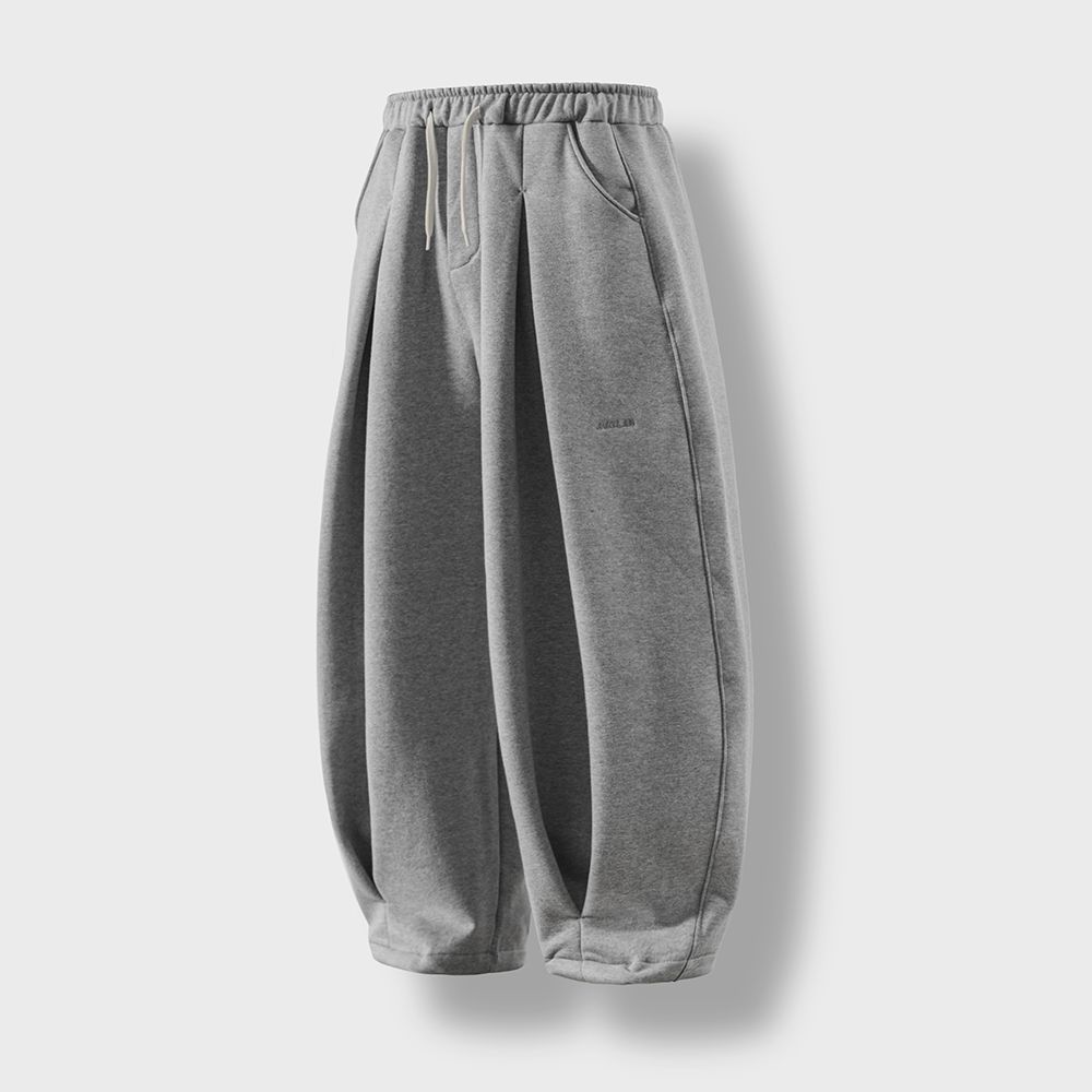 MUSINSA | ANGLAN Valley Tuck Sweat Balloon Pants - Melange Gray