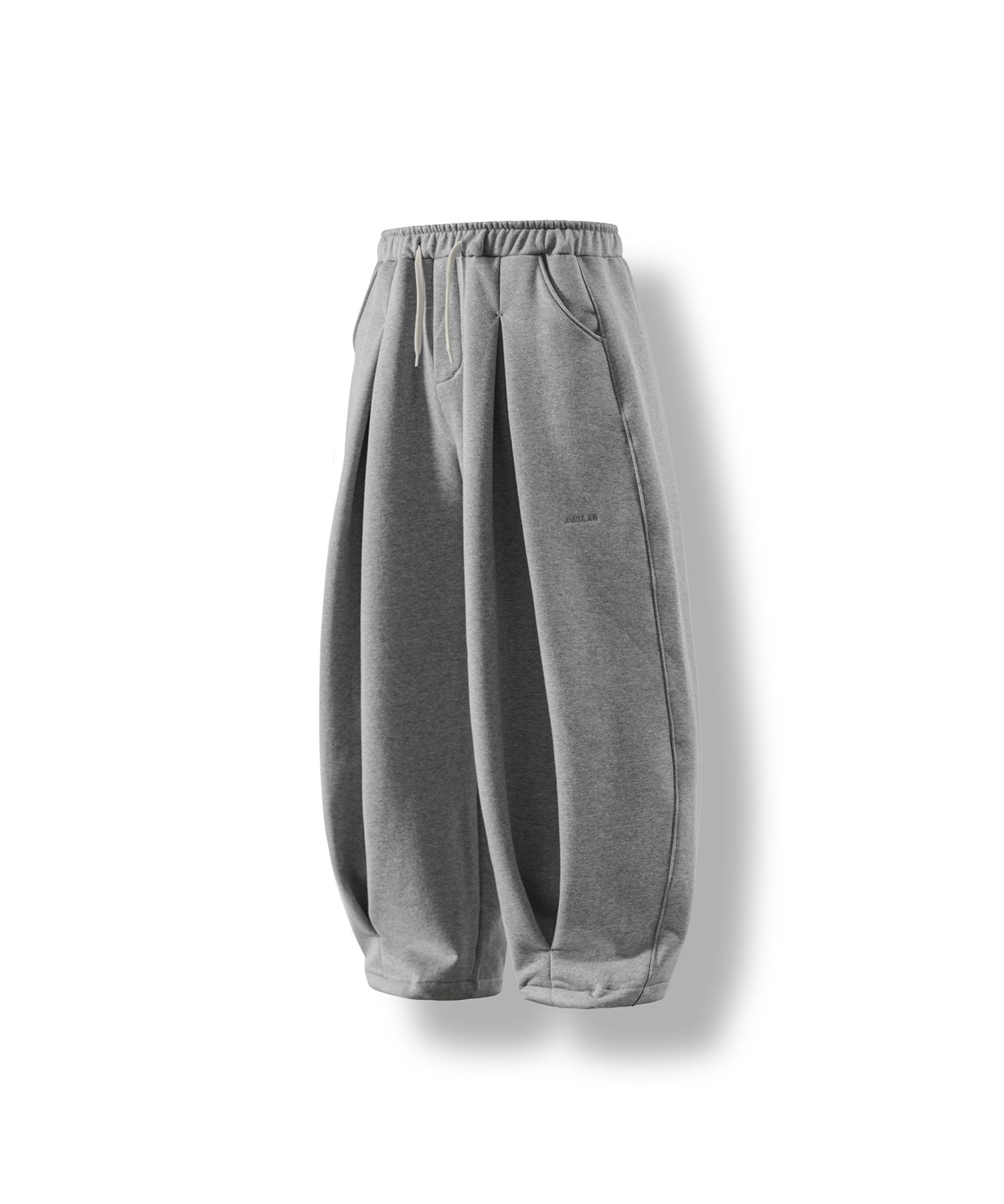 MUSINSA | ANGLAN Valley Tuck Sweat Balloon Pants - Melange Grey