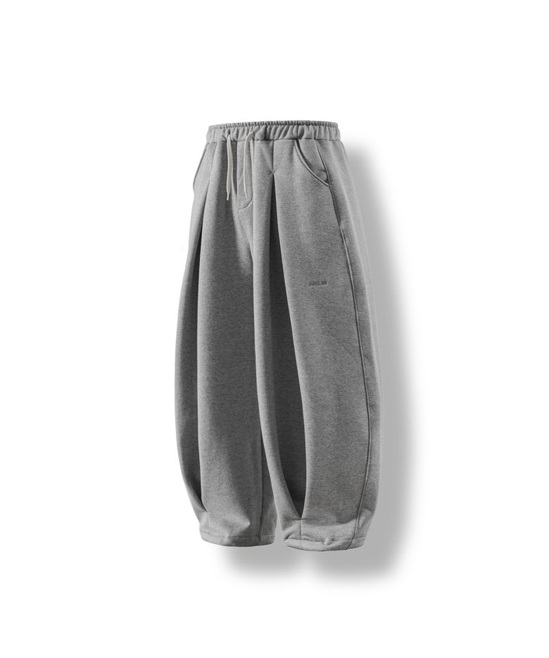 Valley Tuck Sweat Balloon Pants - Melange Grey