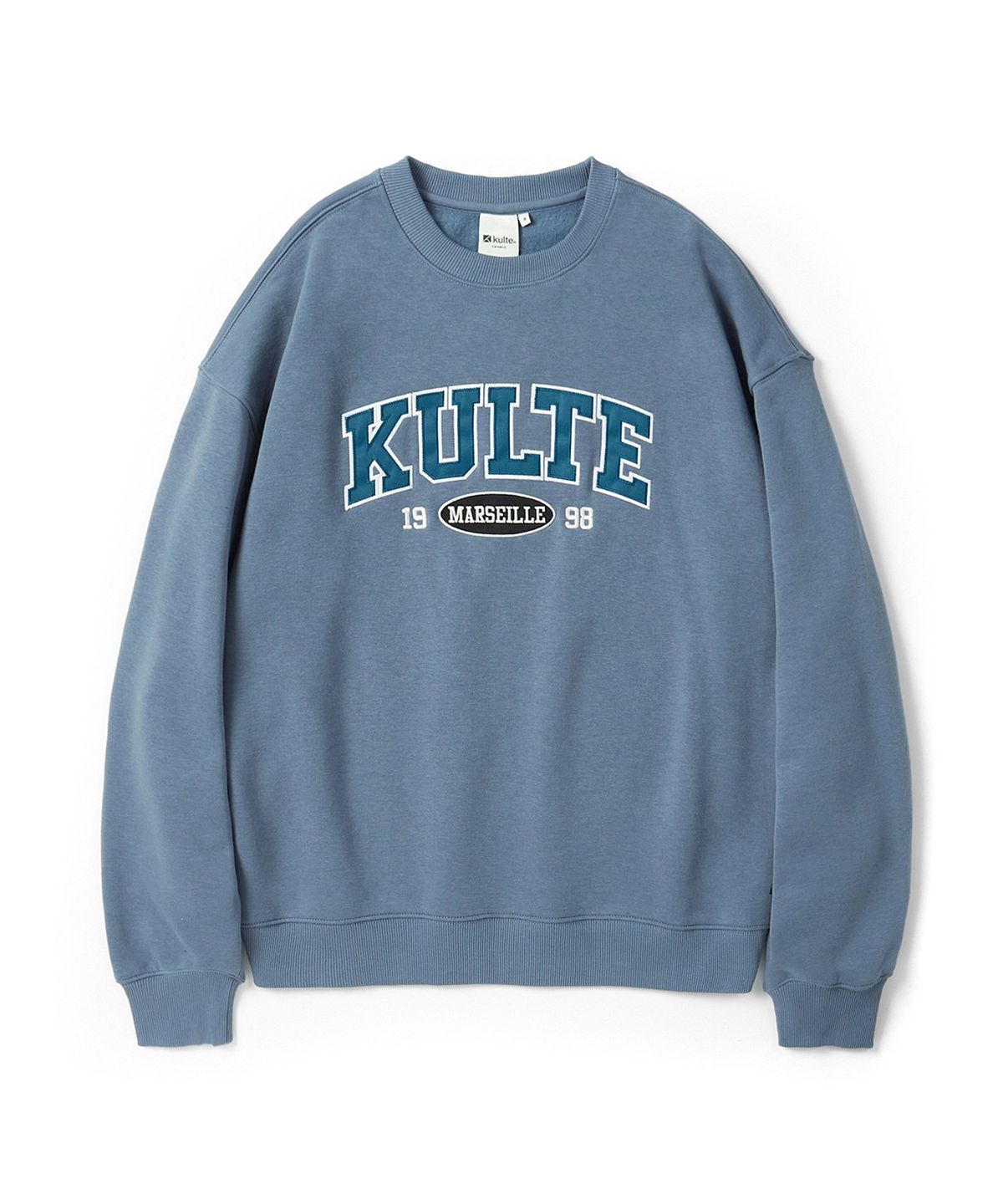 쿨트(KULTE) 트윌 아치 로고 크루넥 L.BLUE